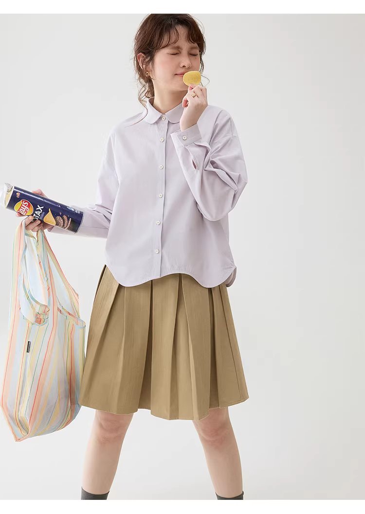 弧形擺娃娃領紫色襯衫女26春季新款減齡長袖上衣,弧形擺娃娃領紫色襯衫女26春季新款減齡長袖上衣,HBFS1046,弧形擺娃娃領紫色襯衫女26春季新款減齡長袖上衣,娃娃領,天絲混棉