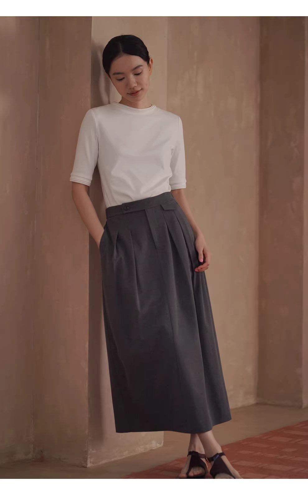 精緻加持舒適線上塔克線圓領合身彈性中袖通勤顯瘦T恤女,精緻加持舒適線上塔克線圓領合身彈性中袖通勤顯瘦T恤女,HBFS1063,精緻加持舒適線上塔克線圓領合身彈性中袖通勤顯瘦T恤女,內搭單穿,親膚透氣