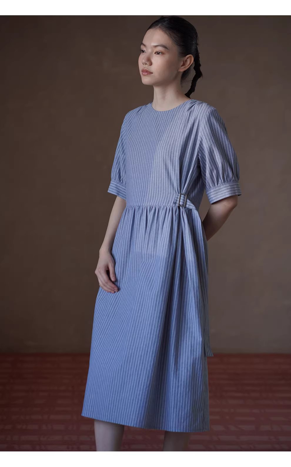 海上環遊記洋裝清新顯瘦豎條紋圓領短袖遮肉長裙,海上環遊記洋裝清新顯瘦豎條紋圓領短袖遮肉長裙,HBFS7023,海上環遊記洋裝清新顯瘦豎條紋圓領短袖遮肉長裙,純棉親膚,簡約慵懶