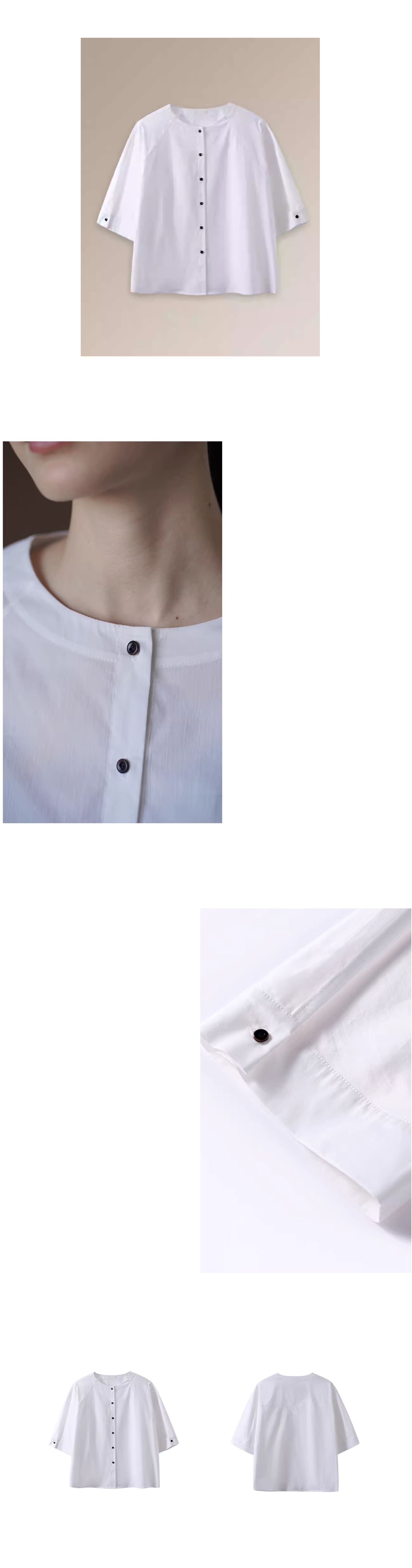 通勤天菜白襯衫圓領撞色紐扣插肩袖顯瘦寬鬆簡約上衣女,通勤天菜白襯衫圓領撞色紐扣插肩袖顯瘦寬鬆簡約上衣女,HBFS1077,通勤天菜白襯衫圓領撞色紐扣插肩袖顯瘦寬鬆簡約上衣女,舒適實穿,撞色扣子