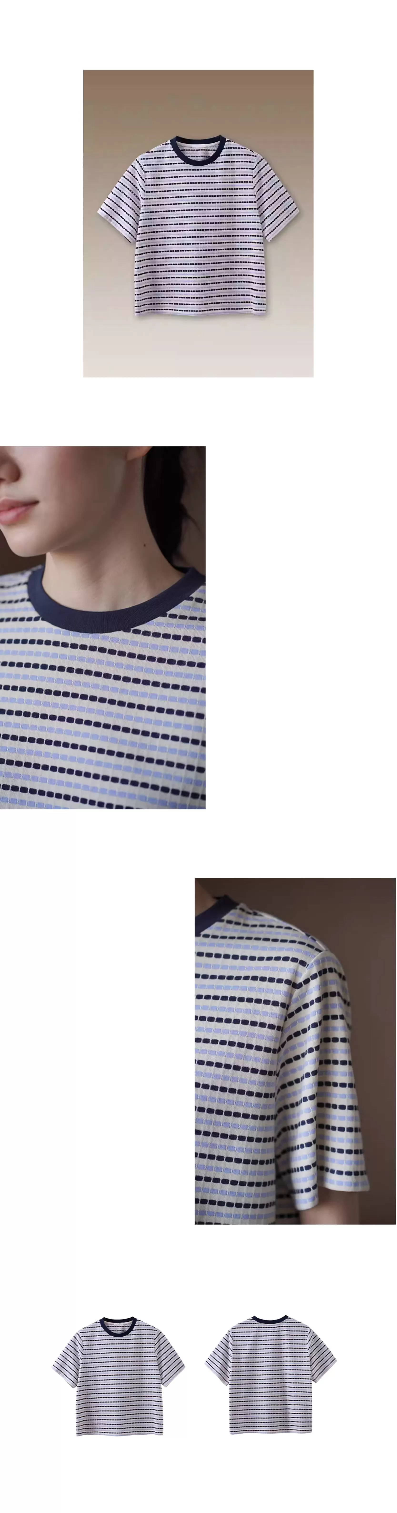 波點塗鴉筆條紋撞色領口趣味T恤寬鬆短袖圓領休閒上衣女,波點塗鴉筆條紋撞色領口趣味T恤寬鬆短袖圓領休閒上衣女,HBFS1081,波點塗鴉筆條紋撞色領口趣味T恤寬鬆短袖圓領休閒上衣女,寬鬆舒服,撞色亮點