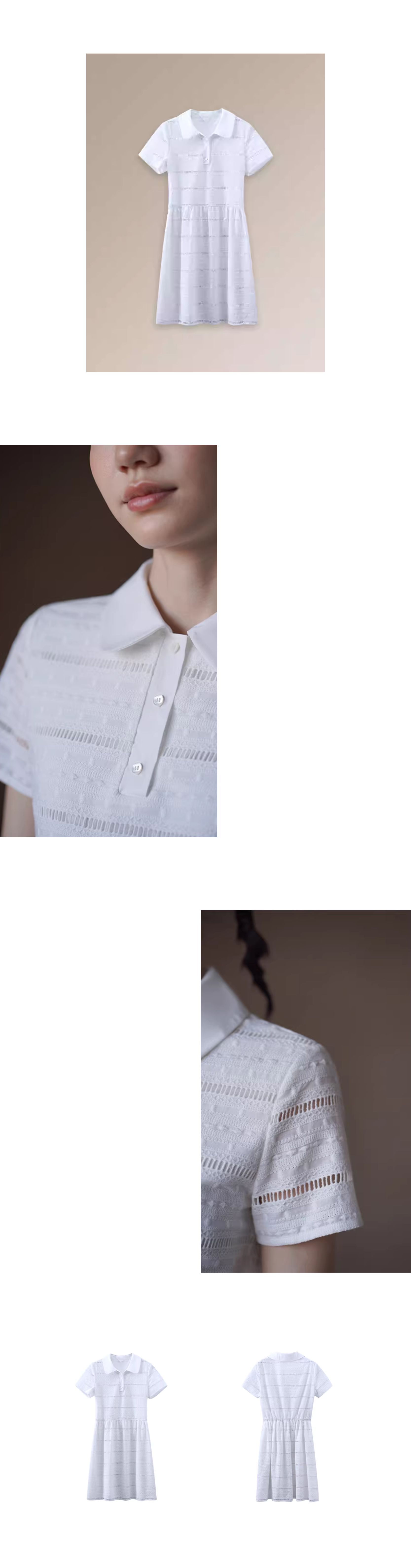 午後遊園洋裝立體鏤空提花刺繡高腰短版Polo領裙子女,午後遊園洋裝立體鏤空提花刺繡高腰短版Polo領裙子女,HBFS7036,午後遊園洋裝立體鏤空提花刺繡高腰短版Polo領裙子女,純棉親膚,鏤空緹花