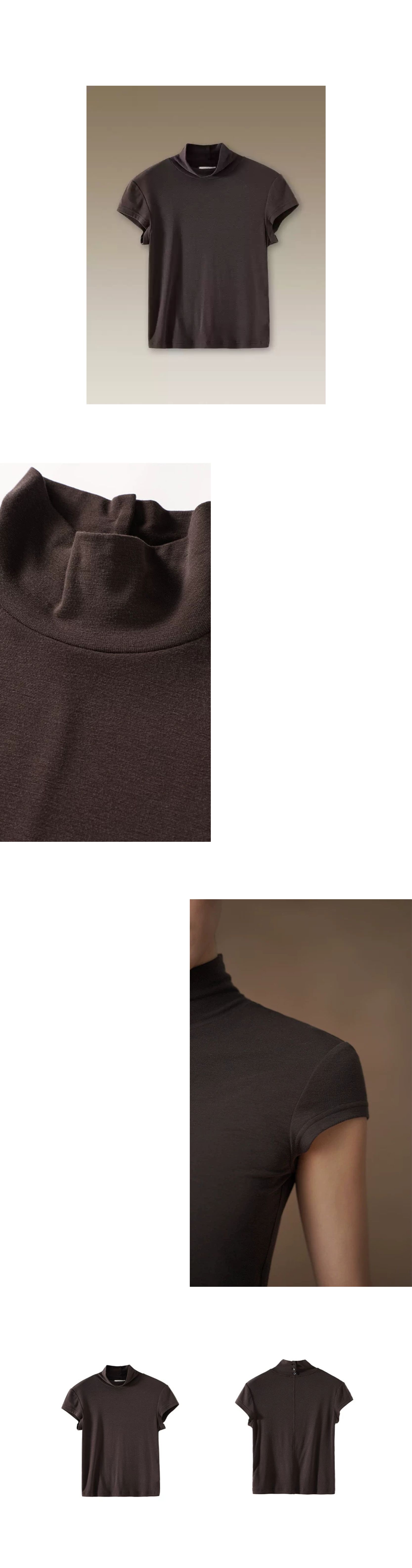 氣質加倍後領紐扣半高領合身顯瘦短袖彈性T恤通勤上衣女,氣質加倍後領紐扣半高領合身顯瘦短袖彈性T恤通勤上衣女,HBFS1110,氣質加倍後領紐扣半高領合身顯瘦短袖彈性T恤通勤上衣女,高領氣質,修身短袖