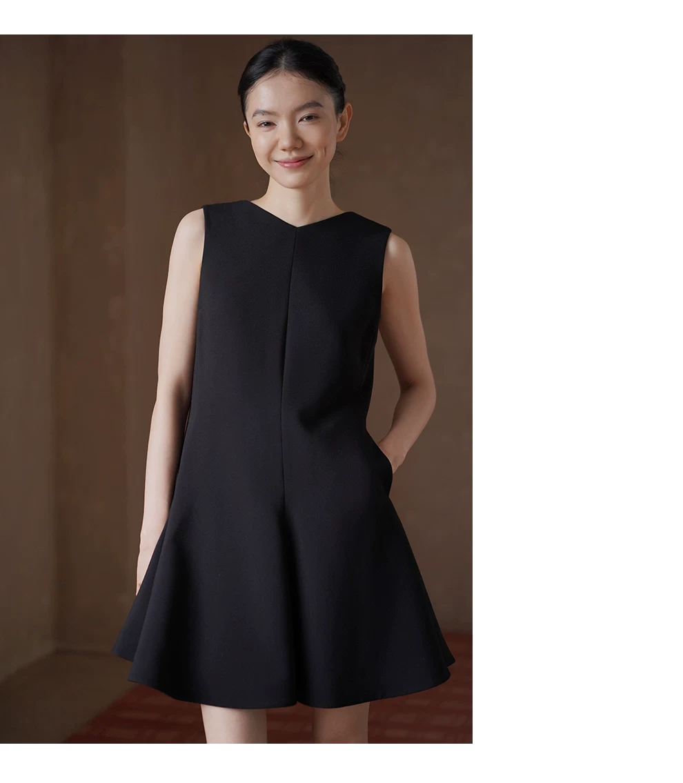 法式畫報V領無袖A字靈動波浪裙擺顯瘦氣質短洋裝女,法式畫報V領無袖A字靈動波浪裙擺顯瘦氣質短洋裝女,HBFS7125,法式畫報V領無袖A字靈動波浪裙擺顯瘦氣質短洋裝女,波浪裙擺,A字修身