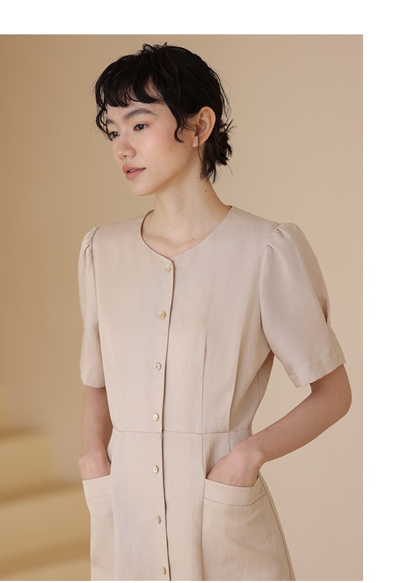 東方美學新中式國風氣質顯瘦天絲亞麻連身裙洋裝