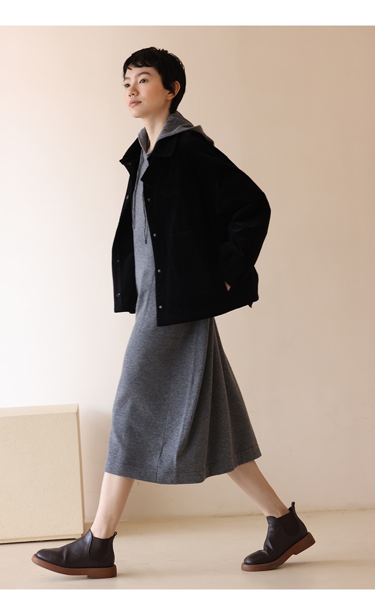 進口超細100%美利奴羊毛連帽寬鬆針織連身裙洋裝