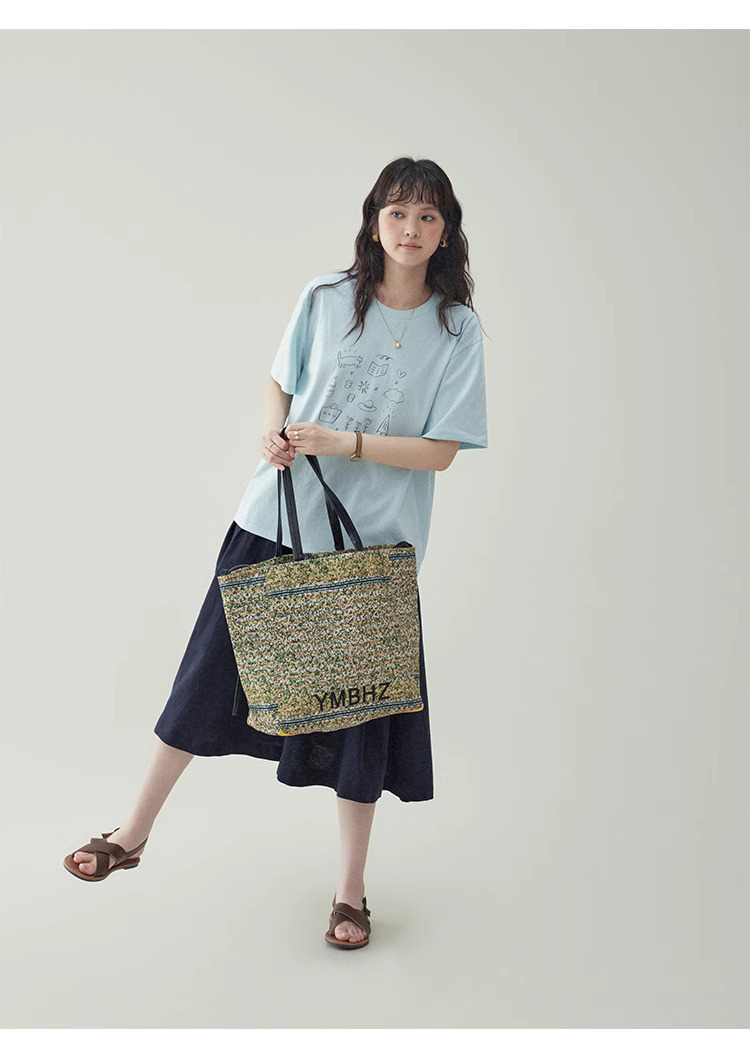 簡約印花純棉短袖T恤女25夏季新款休閒寬鬆上衣
