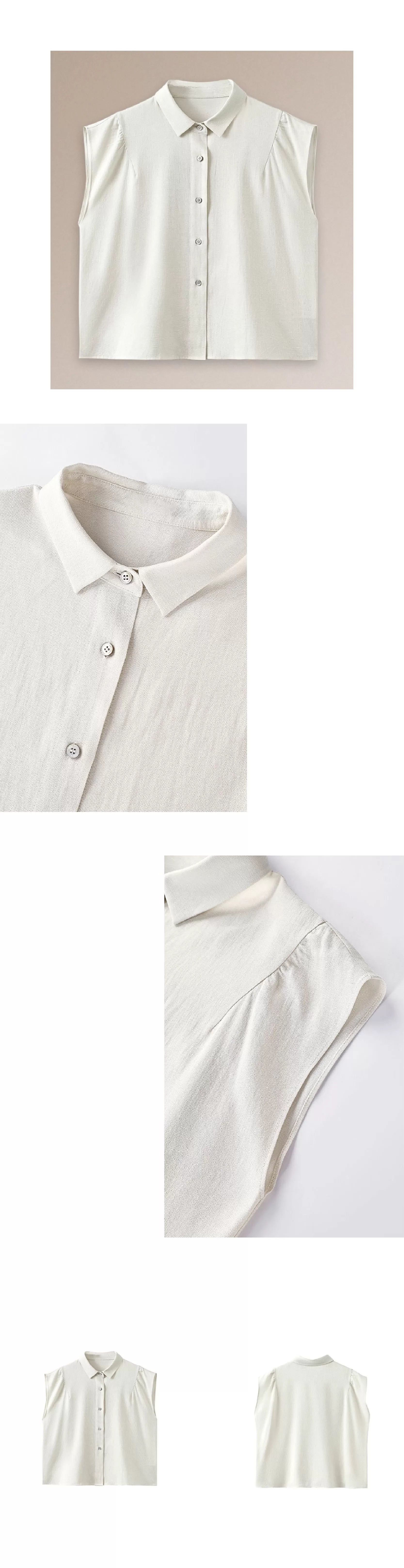 通勤選手柔軟亞麻混紡清爽透氣小巧版型飛袖顯瘦襯衫女