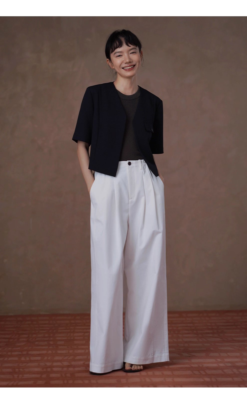 跨季節實用基礎單品分割顯瘦俐落寬鬆版型高腰寬長褲