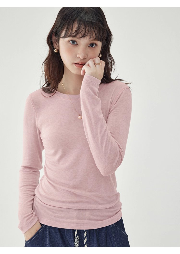 長袖修身薄款羊毛T恤女25秋季新款內搭上衣