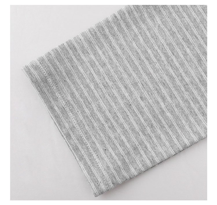 灰色條紋polo半開領t卹女秋季新款寬鬆長袖上衣