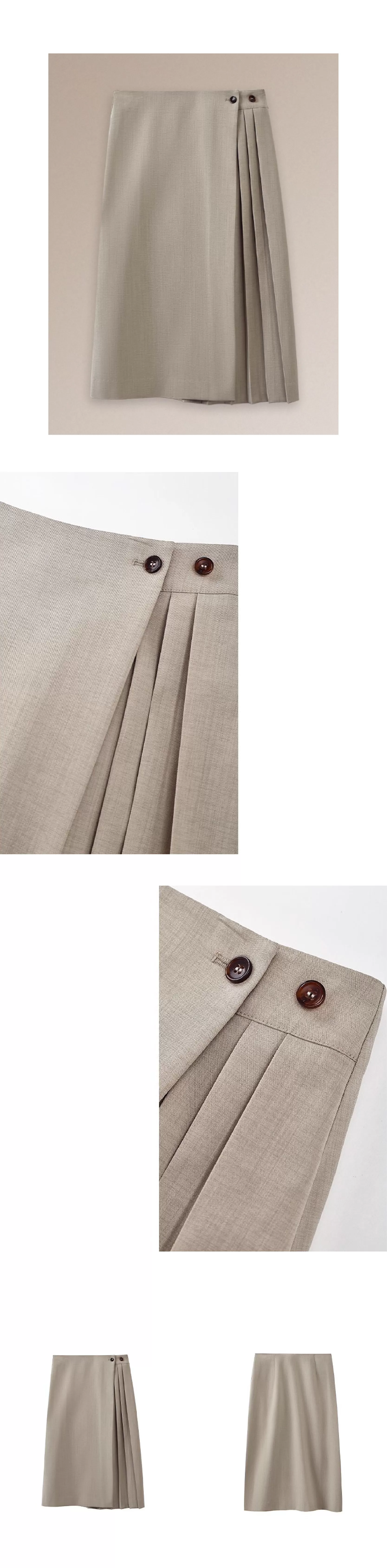 法式通勤一片圍裹式寬鬆直筒高腰不對稱壓褶顯瘦半身裙