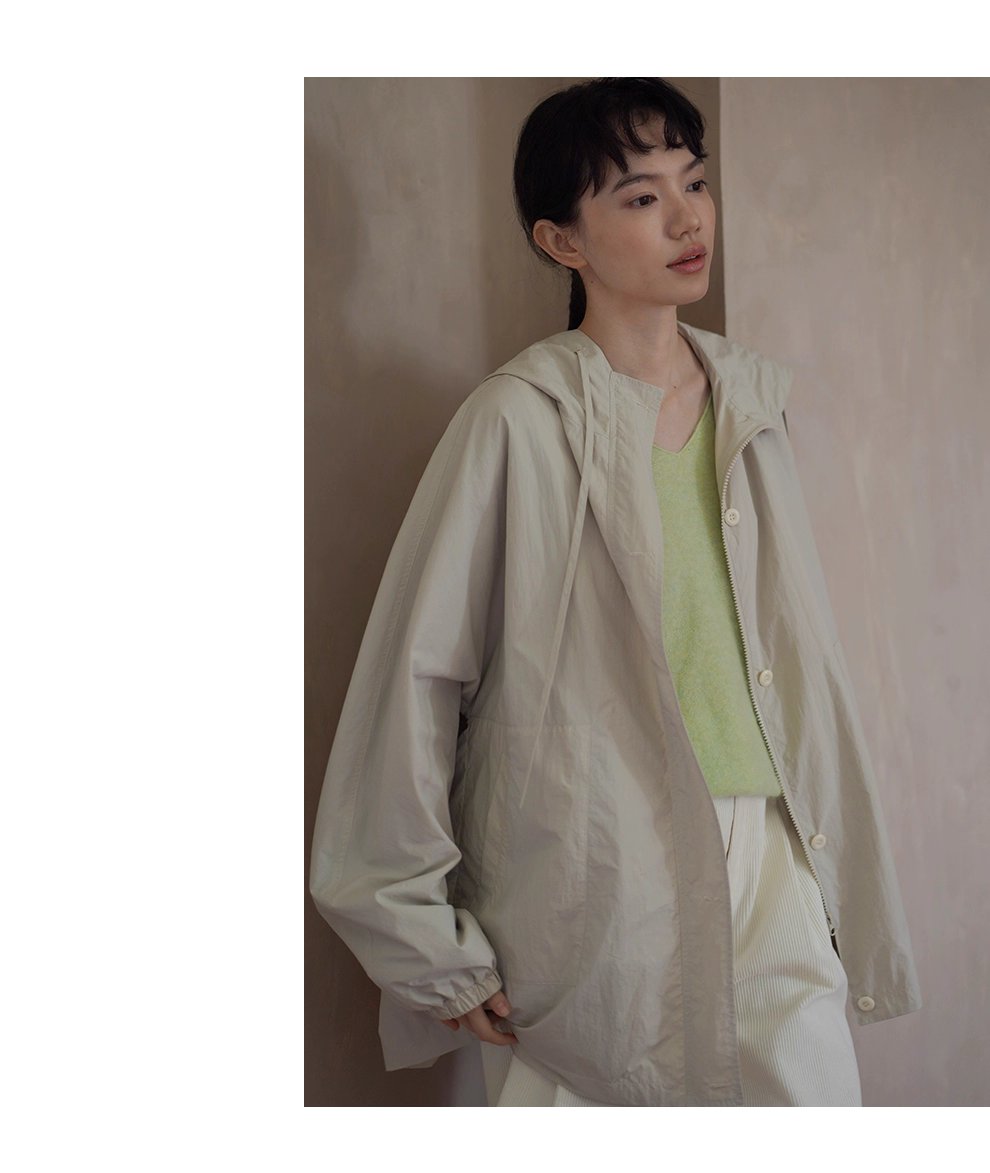 輕盈挺括山系少女外套寬鬆顯瘦連帽中長款輕戶外風衣女