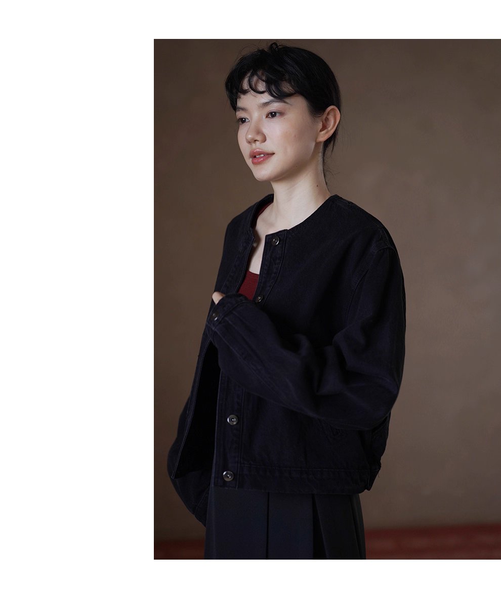 龐克牛仔做舊復古水洗寬鬆輪廓短款圓領顯瘦小個子外套