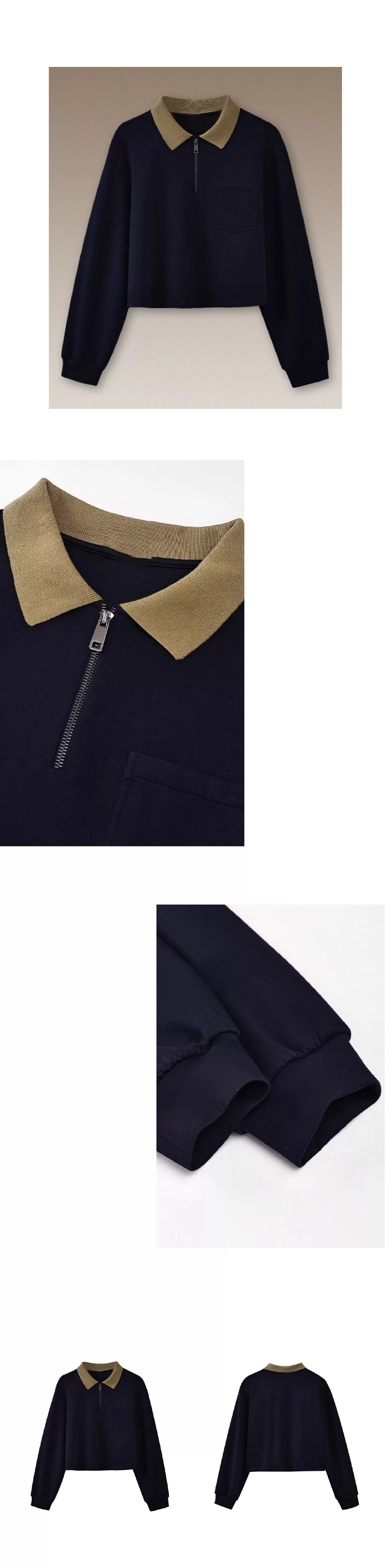 正統學院風撞色Polo領衛衣空氣層針織布料寬鬆顯瘦上衣