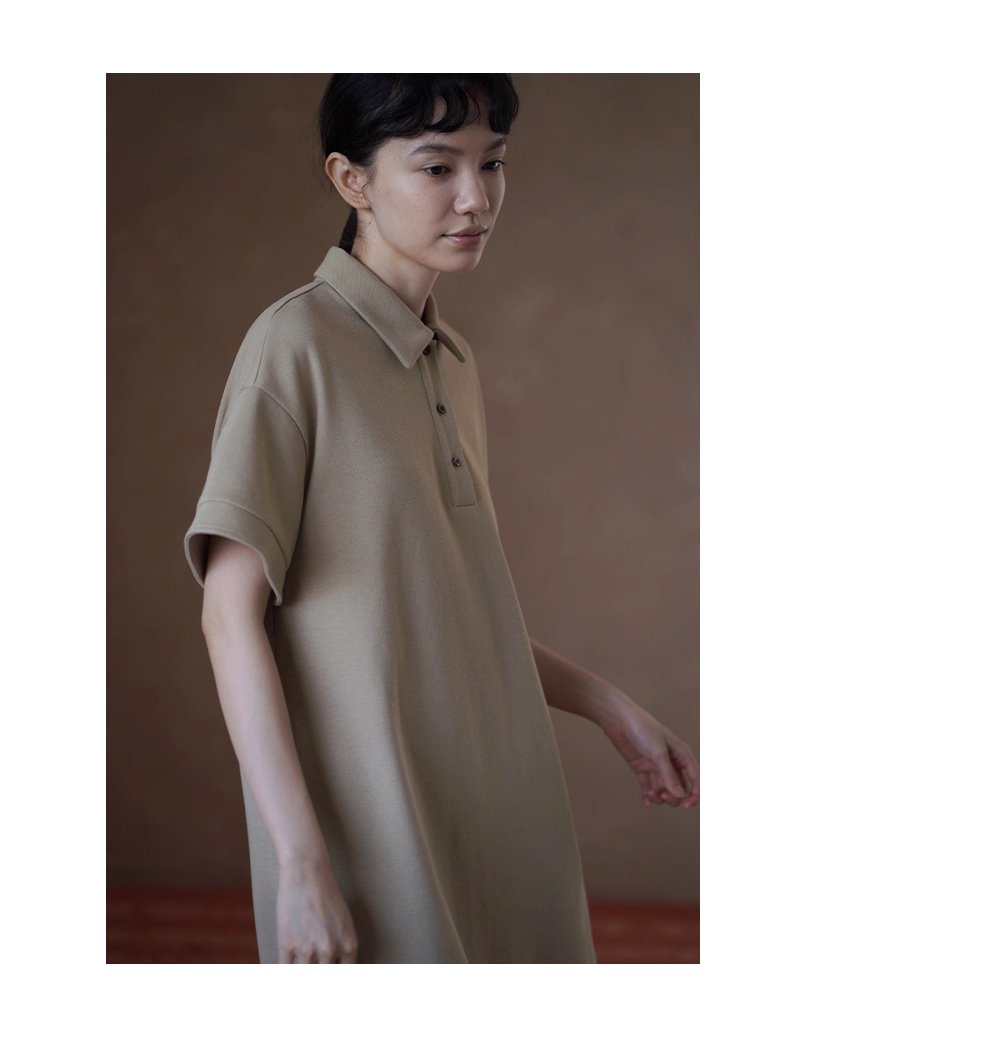 入秋的選擇寬鬆落肩顯瘦不挑人直筒polo領學院風洋裝