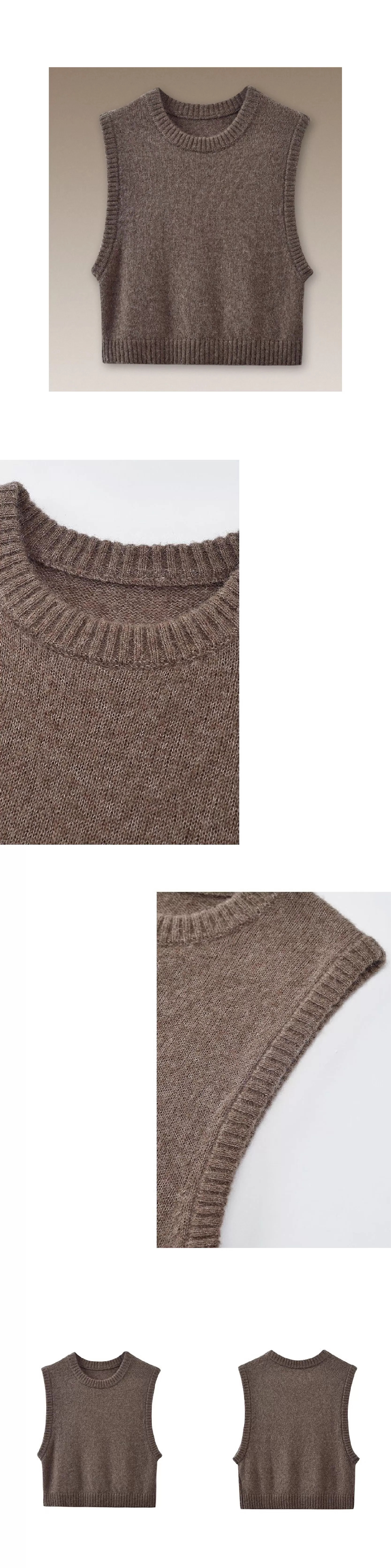 輕柔保暖羊絨羊駝綿羊優質搭配比圓領短版疊穿毛衣背心