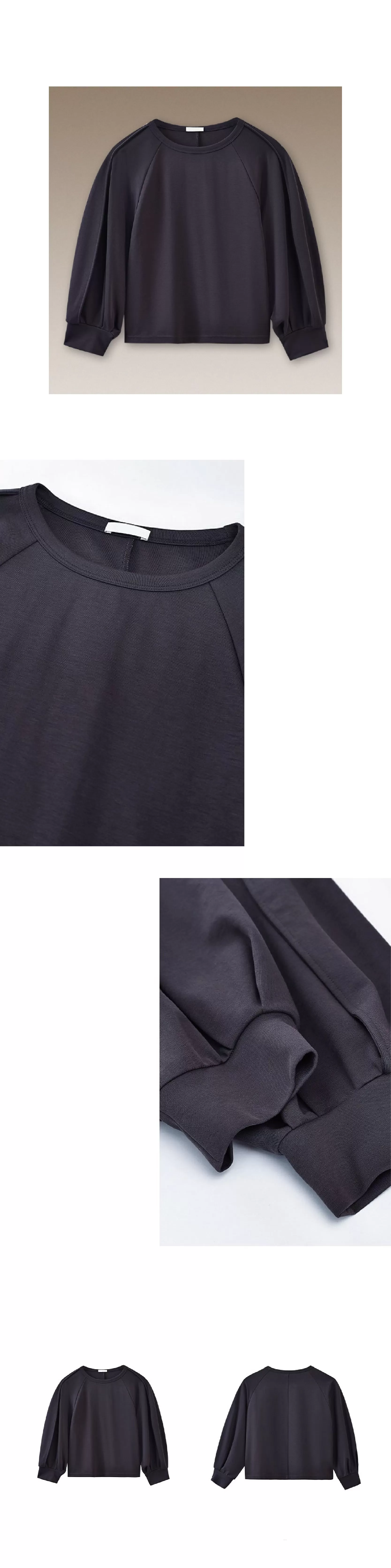 顯瘦遮肉輪廓立體燈籠剪裁插肩袖圓領上衣寬鬆休閒T恤女