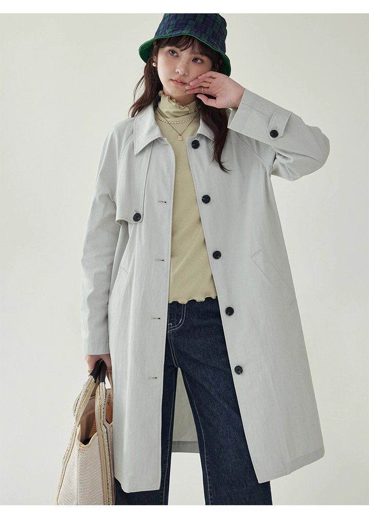 韓系單扣中長款風衣外套女25秋季新款長袖上衣