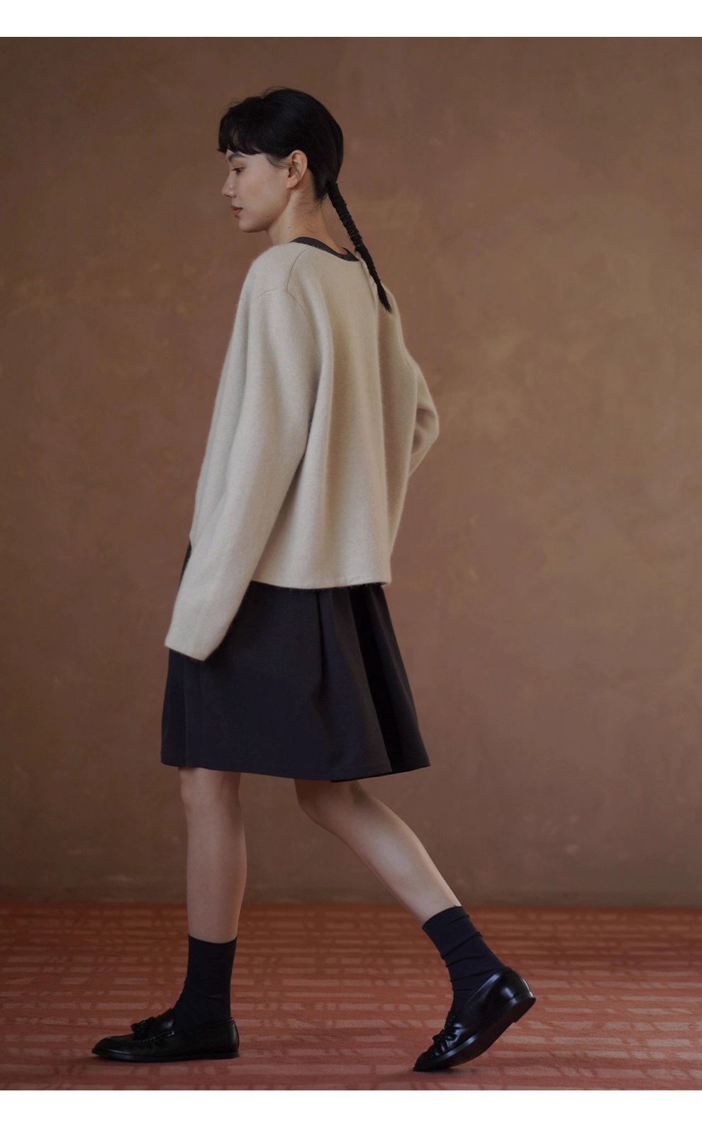 溫柔濾鏡氛圍感軟糯兔毛羊毛外套弧形門襟寬鬆毛衣開襟衫