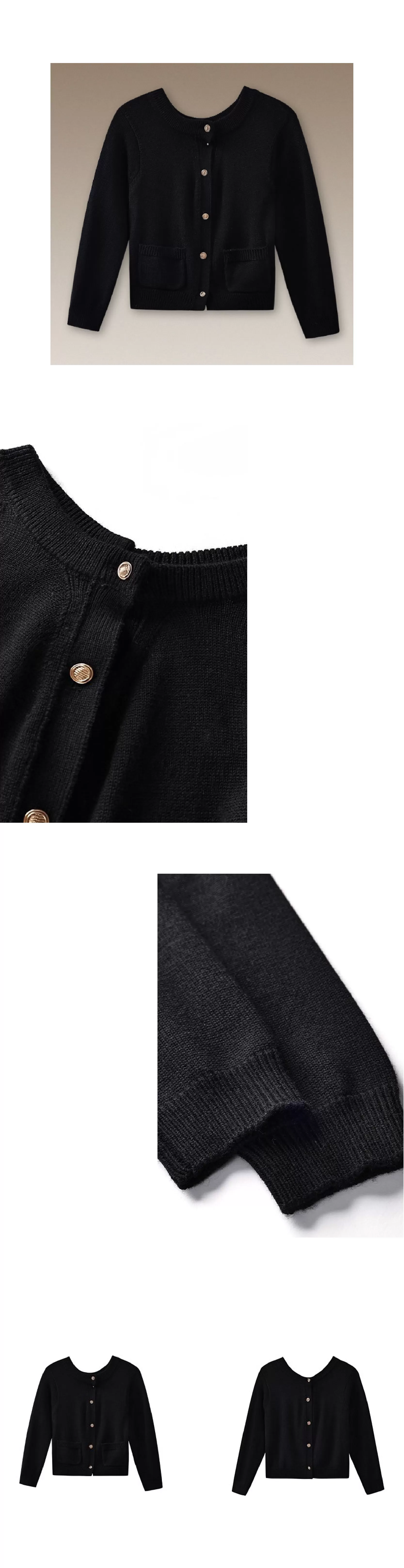 穿搭驚喜前後雙開復古金扣羊毛混紡毛衣顯瘦外套女