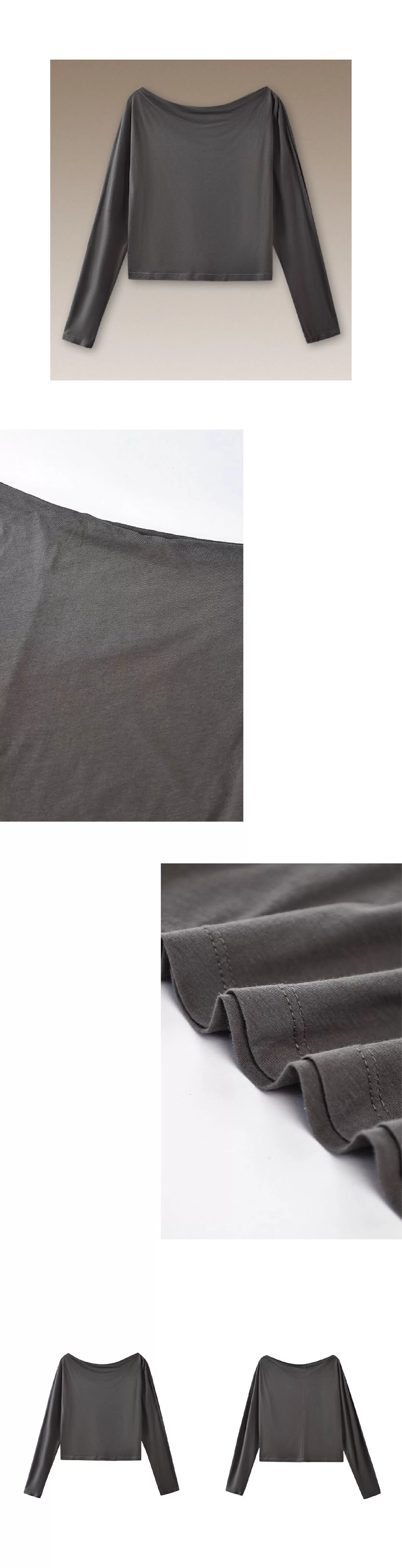 鬆弛法式100棉親膚透氣氣質蕩領寬鬆通勤顯瘦長袖上衣女