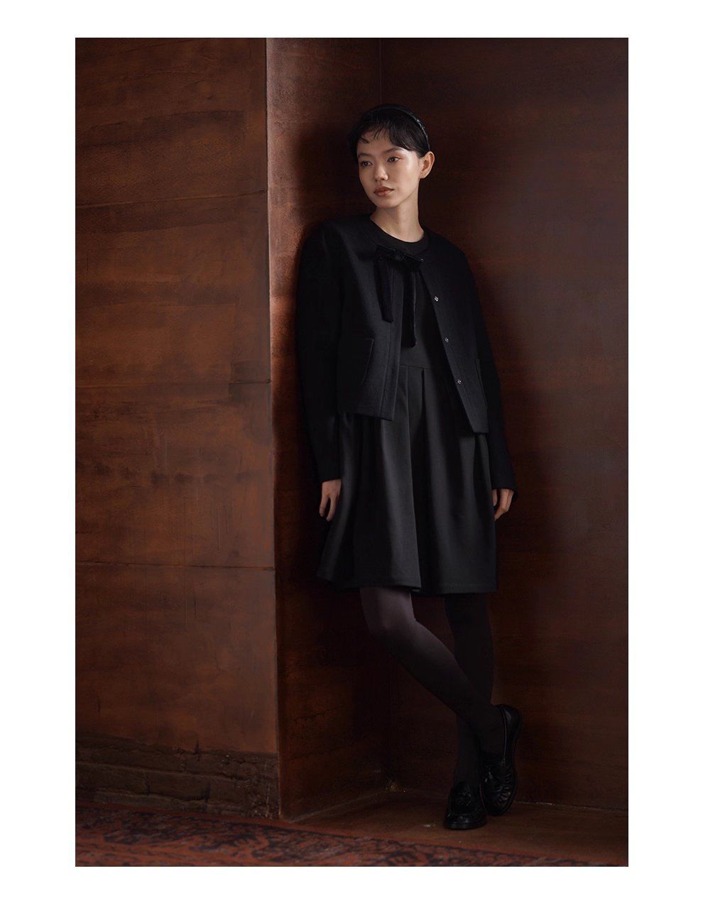 少女祈禱外套可拆式絲絨蝴蝶高含量羊毛短版正肩西裝女