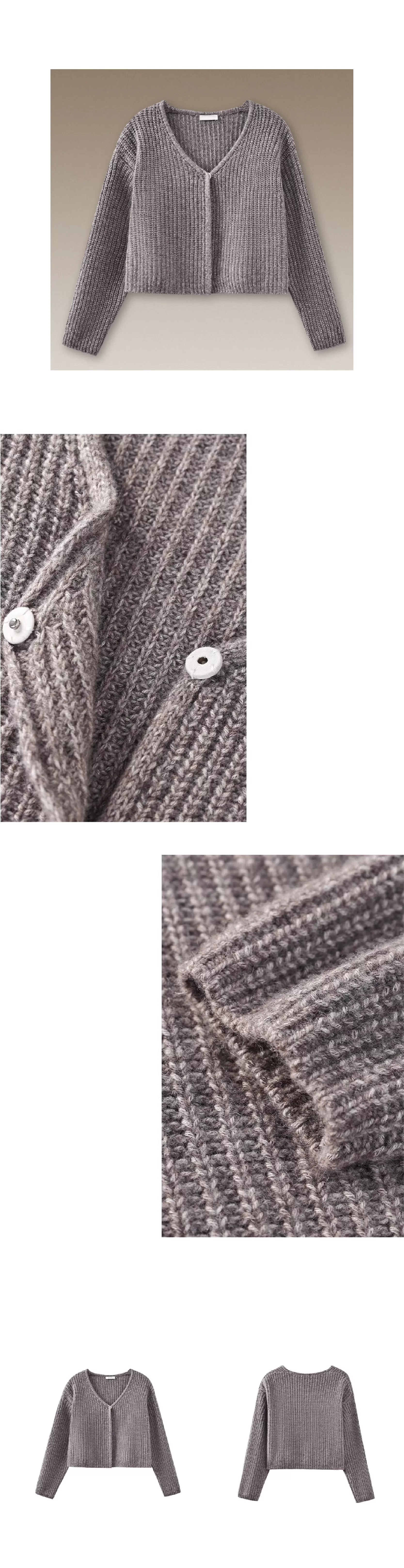 立體復古粗棒針織毛衣高比例羊毛混紡柔軟氛圍V領短外套