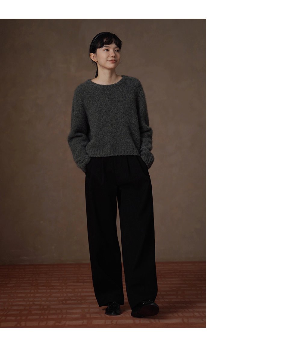 低調霧面紗卡品質長褲可調式褲袢高腰寬鬆顯瘦直筒褲女