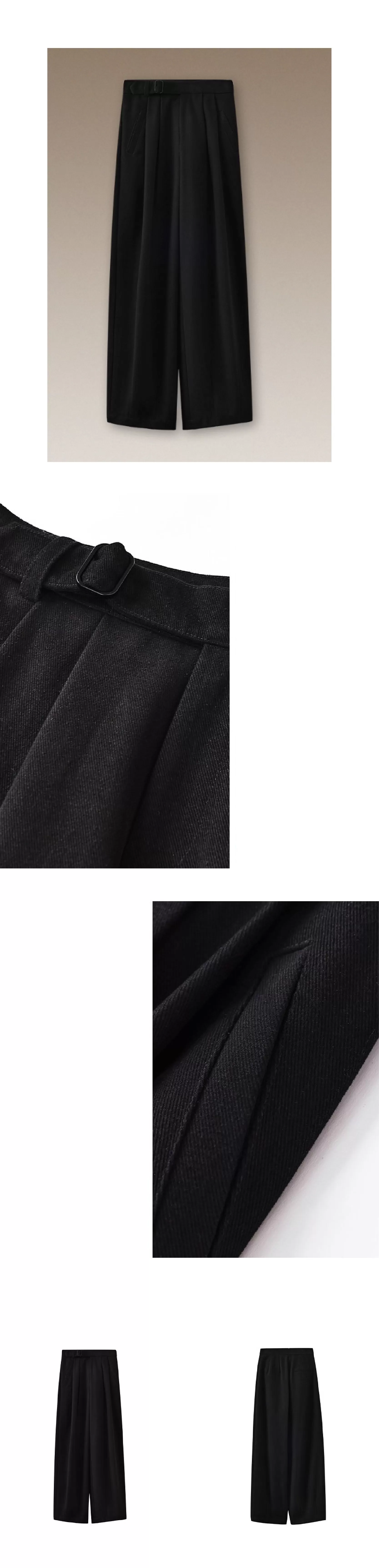 低調霧面紗卡品質長褲可調式褲袢高腰寬鬆顯瘦直筒褲女