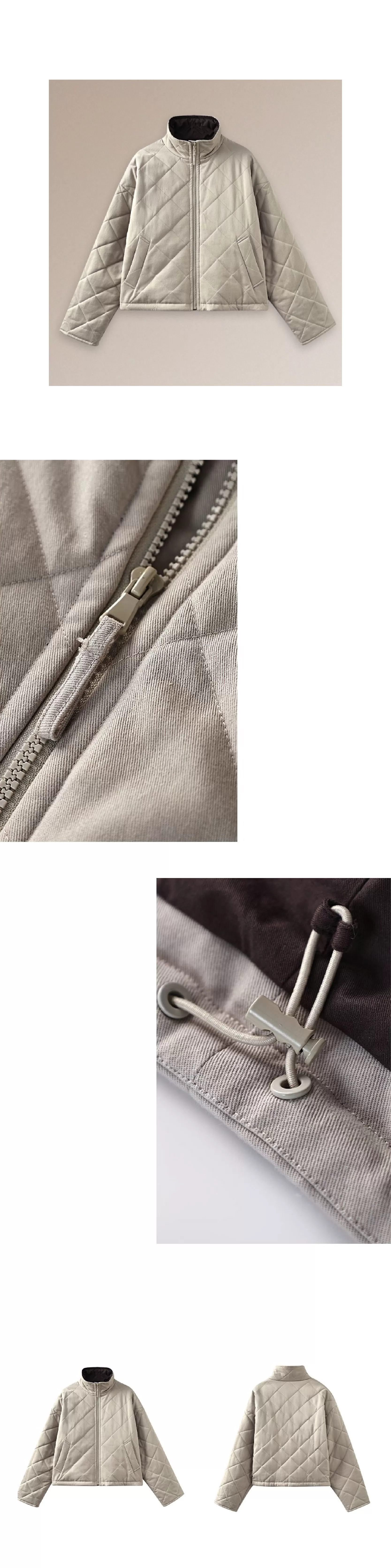 從容冬日保暖棉服立領廓形菱格絎線夾棉撞色顯瘦外套女