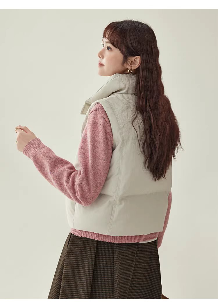 韓系純色無袖拉鍊棉服女冬新款立領馬甲疊穿外套,韓系純色無袖拉鍊棉服女冬新款立領馬甲疊穿外套,HBEW5105,韓系純色無袖拉鍊棉服女冬新款立領馬甲疊穿外套,疊搭造型,保暖舒適