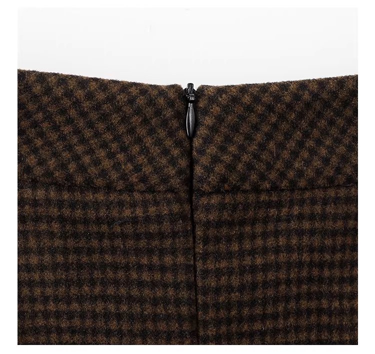 復古壓褶格紋高腰半身裙女25冬季新款a字中長裙,復古壓褶格紋高腰半身裙女25冬季新款a字中長裙,HBEW2031,復古壓褶格紋高腰半身裙女25冬季新款a字中長裙,復古格紋,高腰壓摺