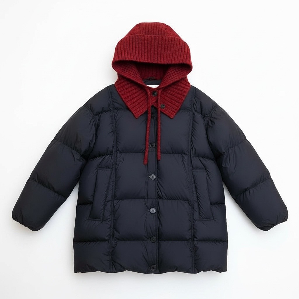 針織連帽拼接加厚羽絨外套冬季寬鬆毛帽麵包服外套,針織連帽拼接加厚羽絨外套冬季寬鬆毛帽麵包服外套,5W185014,針織連帽拼接加厚羽絨外套冬季寬鬆毛帽麵包服外套,保暖蓄熱,青春休閒