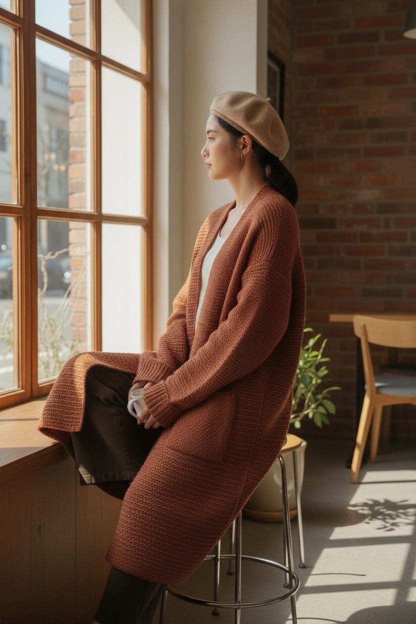 粗線加厚款毛衣外套秋冬慵懶風口袋針織開襟衫,粗線加厚款毛衣外套秋冬慵懶風口袋針織開襟衫,5W165014,粗線加厚款毛衣外套秋冬慵懶風口袋針織開襟衫,百搭實穿,粗針設計