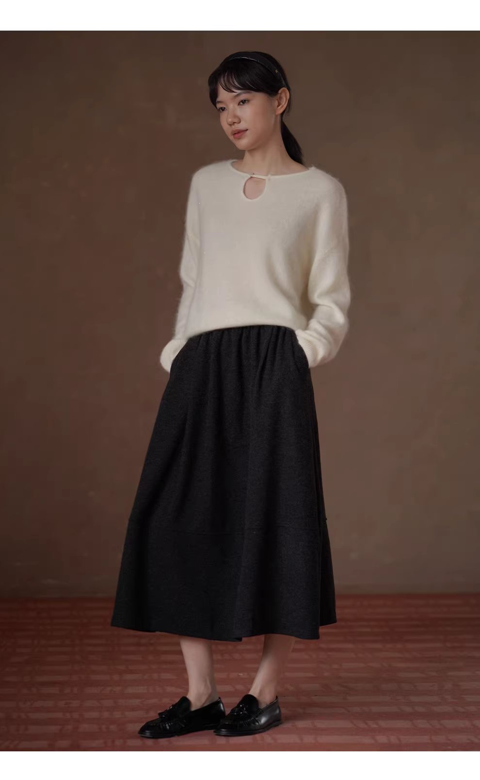 暖冬日常加厚呢料黃金分割剪裁鬆緊高腰顯瘦A字半身裙女,暖冬日常加厚呢料黃金分割剪裁鬆緊高腰顯瘦A字半身裙女,HBEW2033,暖冬日常加厚呢料黃金分割剪裁鬆緊高腰顯瘦A字半身裙女,高腰腿長,毛呢面料