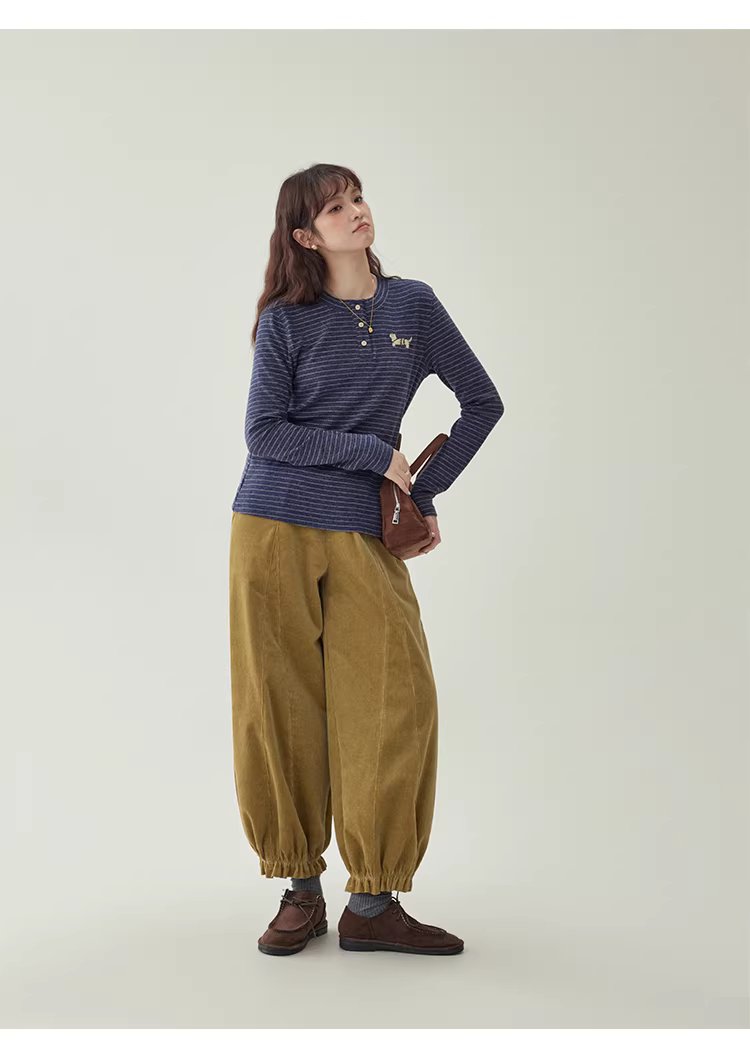 色織絨感繡花條紋T恤女冬新款寬鬆長袖內搭上衣,色織絨感繡花條紋T恤女冬新款寬鬆長袖內搭上衣,HBEW1194,色織絨感繡花條紋T恤女冬新款寬鬆長袖內搭上衣,條紋造型,絨感面料