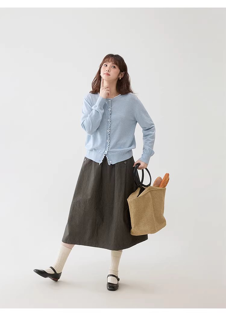 復古蕾絲鬆緊腰口袋半身裙女春季新款百搭A字中長裙,復古蕾絲鬆緊腰口袋半身裙女春季新款百搭A字中長裙,HBFS2002,復古蕾絲鬆緊腰口袋半身裙女春季新款百搭A字中長裙,荷葉邊,舒適面料