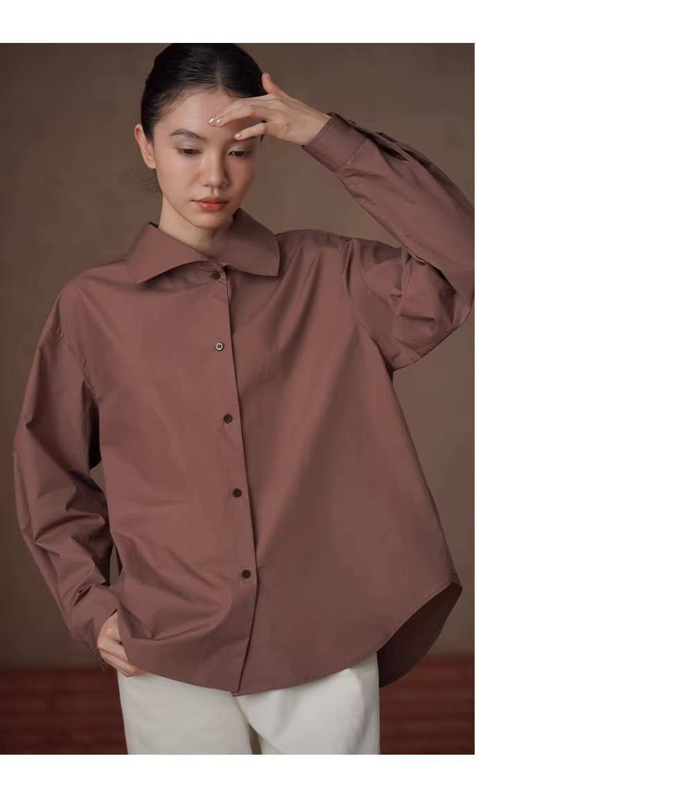 突破基礎大翻領復古寬鬆顯瘦襯衫挺括透氣100棉通勤外套,突破基礎大翻領復古寬鬆顯瘦襯衫挺括透氣100棉通勤外套,HBFS5003,突破基礎大翻領復古寬鬆顯瘦襯衫挺括透氣100棉通勤外套,純棉親膚,版型舒適