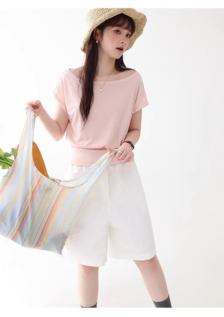 一字領收腰顯瘦寬鬆T恤女夏季新款粉紅短袖上衣,一字領收腰顯瘦寬鬆T恤女夏季新款粉紅短袖上衣,HBFS1052,一字領收腰顯瘦寬鬆T恤女夏季新款粉紅短袖上衣,青春休閒,天絲混棉