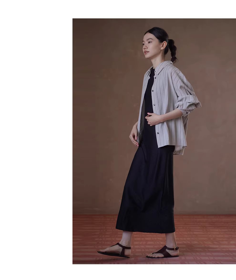 清冷淡人氛圍透氣品質色織條紋寬鬆垂感顯瘦長袖襯衫女,清冷淡人氛圍透氣品質色織條紋寬鬆垂感顯瘦長袖襯衫女,HBFS1064,清冷淡人氛圍透氣品質色織條紋寬鬆垂感顯瘦長袖襯衫女,挺版抗皺,寬鬆落肩