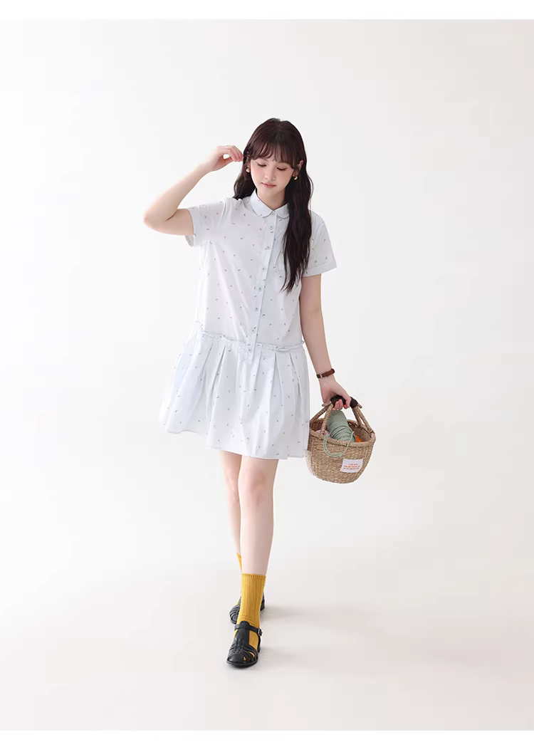 減齡碎花短袖襯衫洋裝女夏季新款純棉百褶短裙,減齡碎花短袖襯衫洋裝女夏季新款純棉百褶短裙,HBFS7033,減齡碎花短袖襯衫洋裝女夏季新款純棉百褶短裙,襯衫洋裝,碎花面料