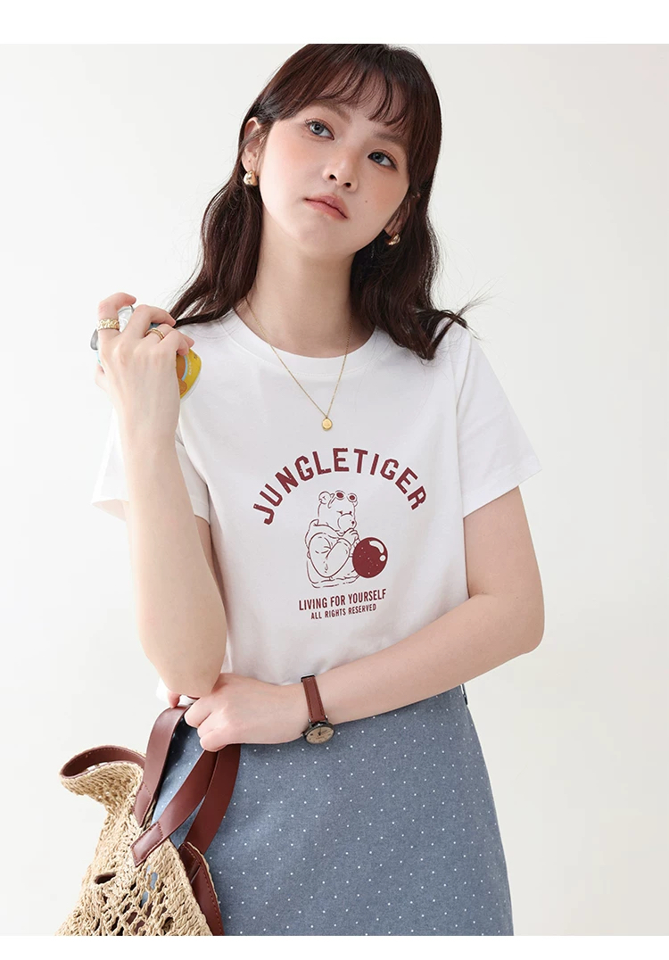 卡通印花寬鬆純棉短袖T恤女夏新款時尚百搭圓領上衣,卡通印花寬鬆純棉短袖T恤女夏新款時尚百搭圓領上衣,HBFS1114,卡通印花寬鬆純棉短袖T恤女夏新款時尚百搭圓領上衣,童趣印花,全棉面料