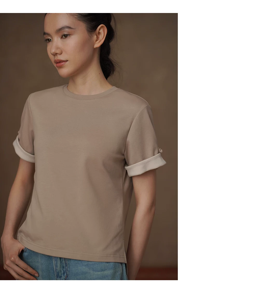 中式盤扣撞色設計感寬鬆顯瘦圓領T恤休閒基礎短袖上衣女,中式盤扣撞色設計感寬鬆顯瘦圓領T恤休閒基礎短袖上衣女,HBFS1242,中式盤扣撞色設計感寬鬆顯瘦圓領T恤休閒基礎短袖上衣女,撞色捲袖,日常百搭