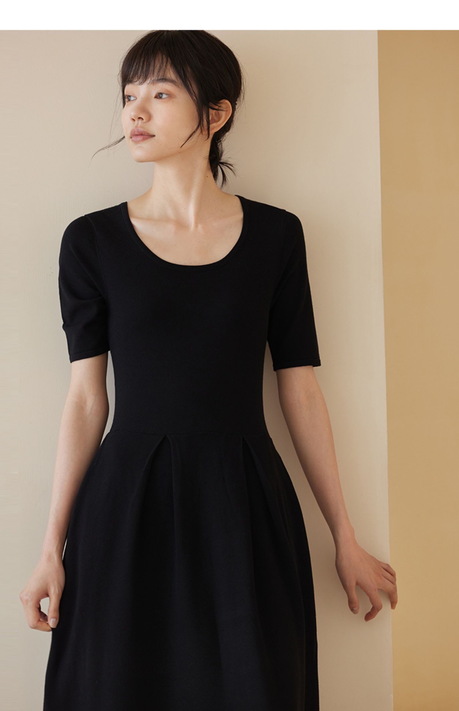 優雅氣質赫本風小黑裙收腰顯瘦高彈冰絲不悶熱連身裙洋裝