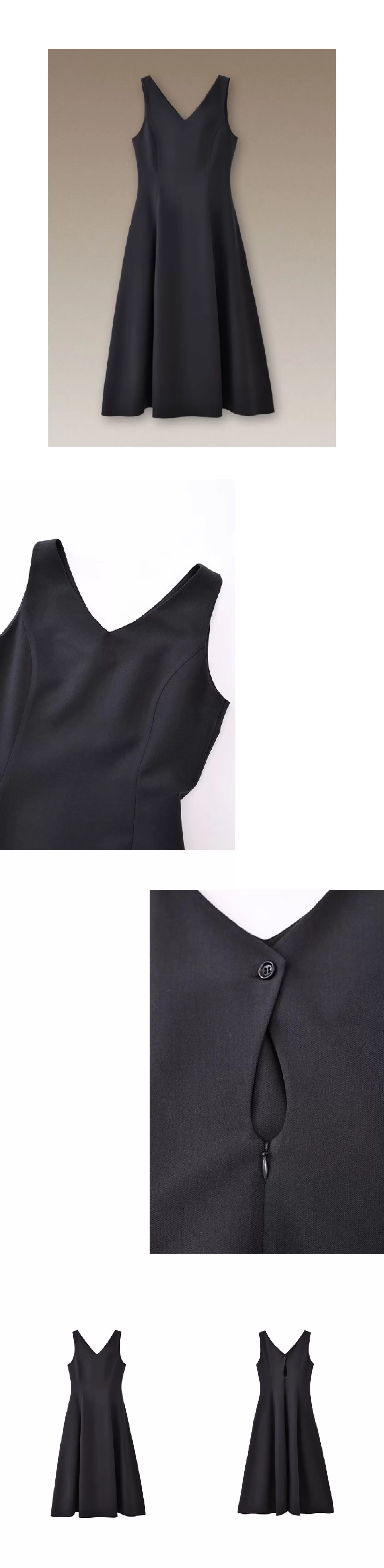 搖曳漫步優雅洋裝無袖V領收腰立裁遮肉大裙擺通勤裙子