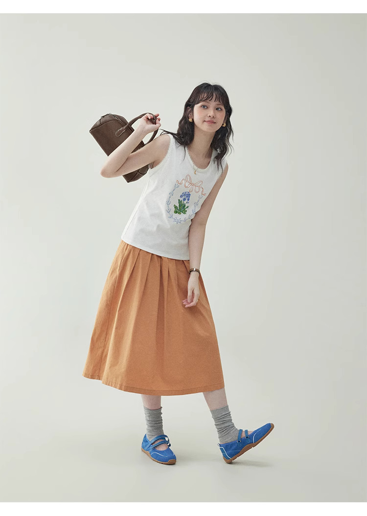 韓系花朵印花背心T恤女25夏季新款蕾絲無袖上衣