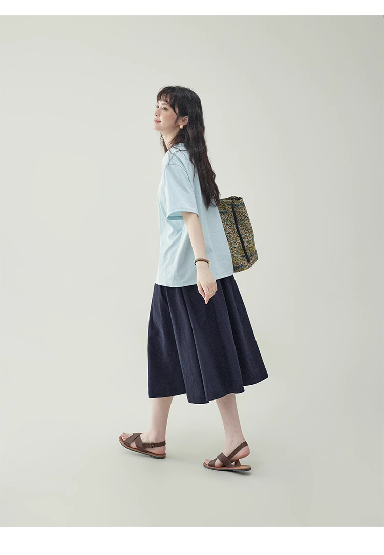 簡約印花純棉短袖T恤女25夏季新款休閒寬鬆上衣