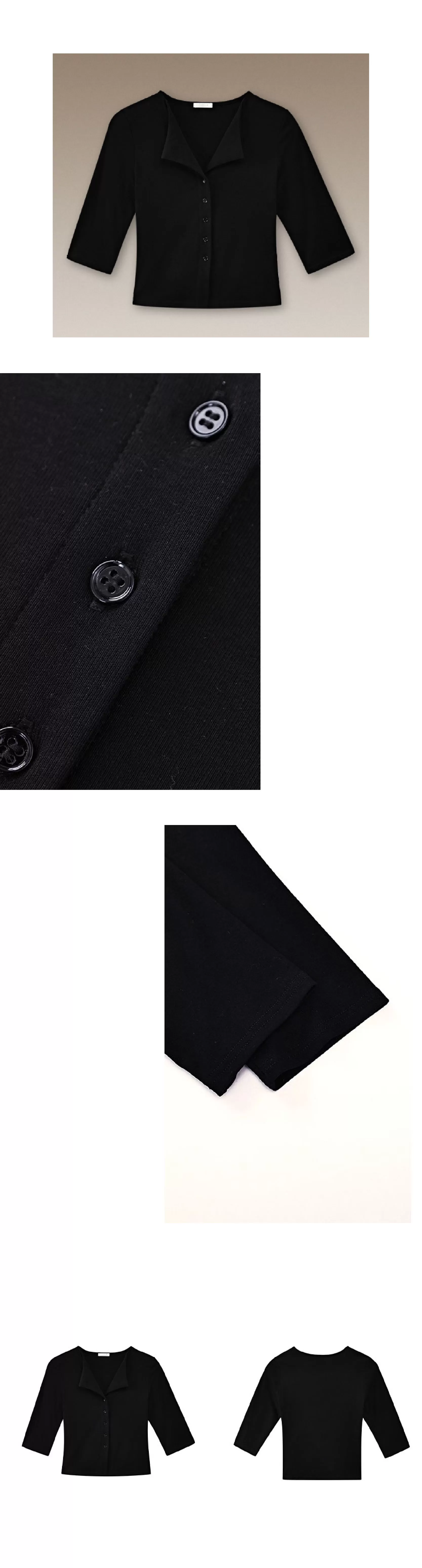 品質通勤雙面織布V領氣質上衣遮肉中袖合身彈性顯瘦T恤