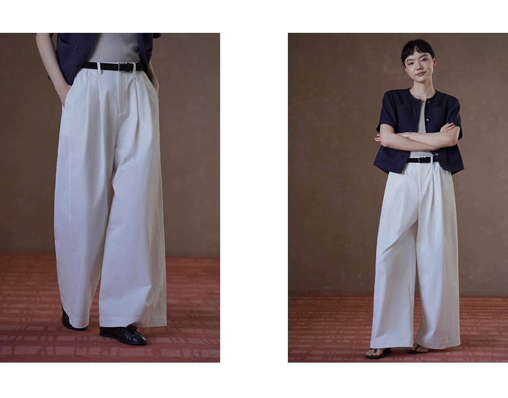 跨季節實用基礎單品分割顯瘦俐落寬鬆版型高腰寬長褲